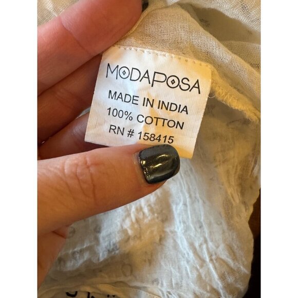 Modaposa‎ Dress Women Medium White Black Alphabet Cotton Alegra Mini Artsy - Picture 13 of 14